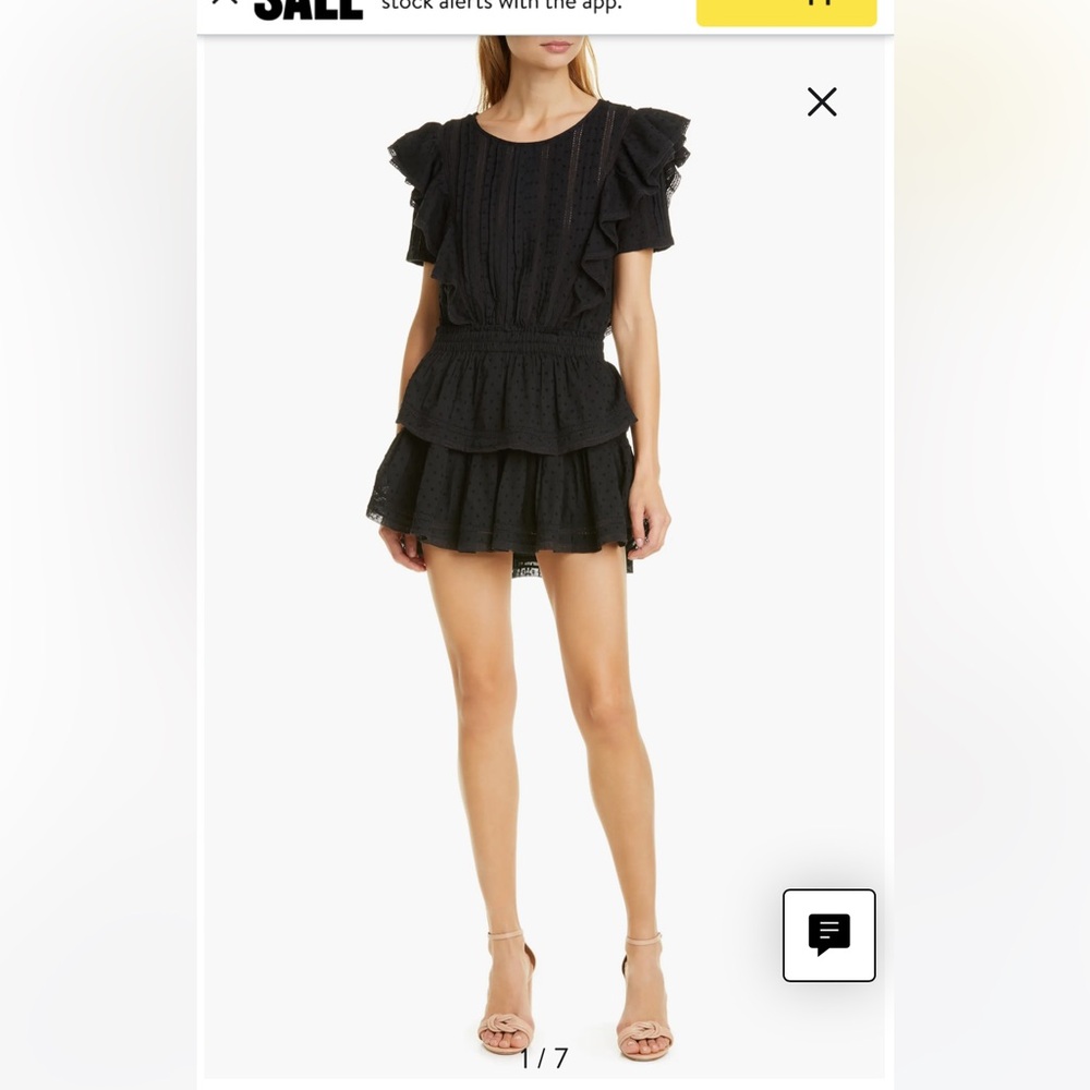 NWT LoveShackFancy BLACK NATASHA TIERED RUFFLE MINI DRESS Size M